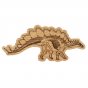 Reel wood eco-friendly wooden stegosaurus dinosaur figure on a white background