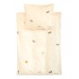 Roommate organic cotton single baby bugs cream bedding set laid out on a white background