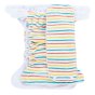 Tots bots open reusable bamboozle stretch stripee cloth nappy on white background