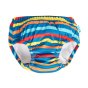 Totsbots eco-friendly swim stripe reusable swim pants on a white background