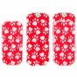 Tots Bots Bamboozle Nappy Pads - Pawfect red bamboo nappy inserts with a white pawprint design. Showing 3 absorbency combinations. White background.