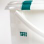 Close up of the handle on the tots bots eco-friendly nappy laundry bucket on a white background