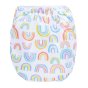 Tots Bots Reusable washable easyfit nappy with rainbows all over on white background