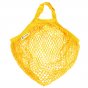 Turtle bags short handle gold organic cotton string bag on a white background