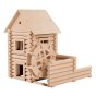 Walachia plastic free wooden watermill model on a white background