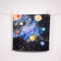 Wonder Cloths organic cotton solar system childrens play cloth hanging from rope line on a white background