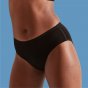 Close up of woman wearing the WUKA medium flow reusable perform seamless midi brief period pants on a blue background