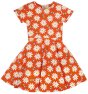 frugi spring skater dress, red with daisies and bees front view