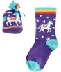 frugi purple unicorn socks in a bag