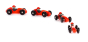 Bajo Wooden Toy Steering Racing Car - Red, showing four cars in the process of cornering