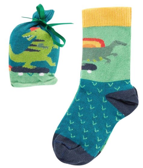 frugi organic socks in a bag dino print