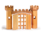 Ostheimer wooden castle bridge as part of the Portcullis set up attached to two round towers (available separately) white background