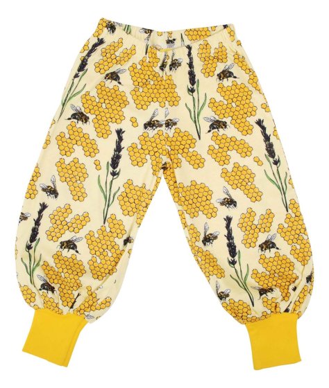 Organic cotton children baggy pants with bees and honeycomb print from DUNS