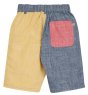 back of colour block organic cotton chambray shorts with the contrasting pocket for children  from frugi
