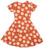 frugi spring skater dress, red with daisies and bees reverse view