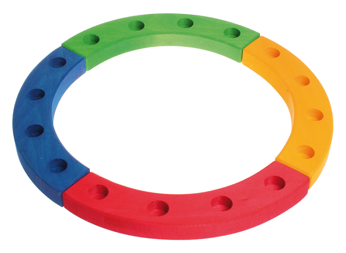 Grimm's 16-Hole Coloured Wooden Celebration Ring on a white background