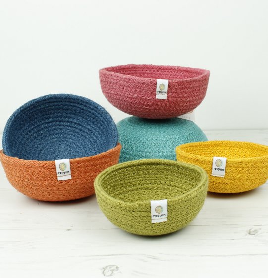 ReSpiin Jute Multicoloured Mini Bowl Set