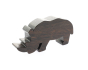 O-WOW handmade dark oak rhino toy on a white background