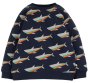 indigo blue jumper for children with rainbow sharks design from frugi