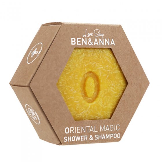 Ben & Anna Oriental Magic Shower and Shampoo solid soap bar on a white background