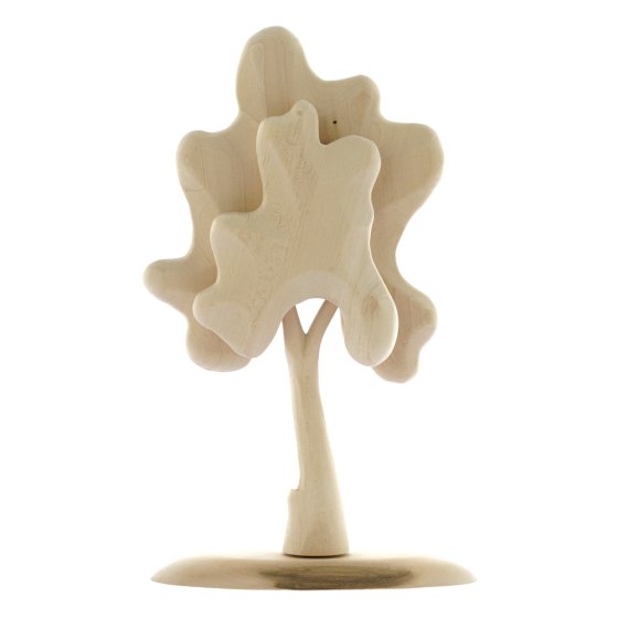 Bumbu handmade medium wooden birch tree toy in the natural colour on a white background