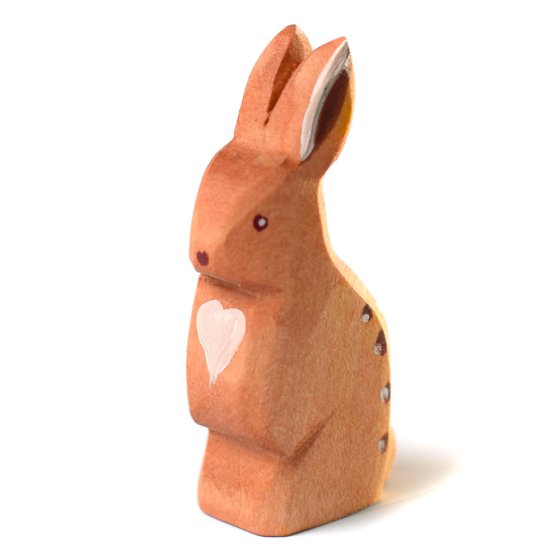 Bumbu handmade wooden careful rabbit childrens animal toy figure on a white background