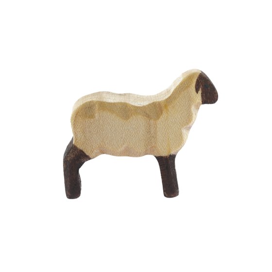 Bumbu childrens handmade wooden lamb toy figure on a white background