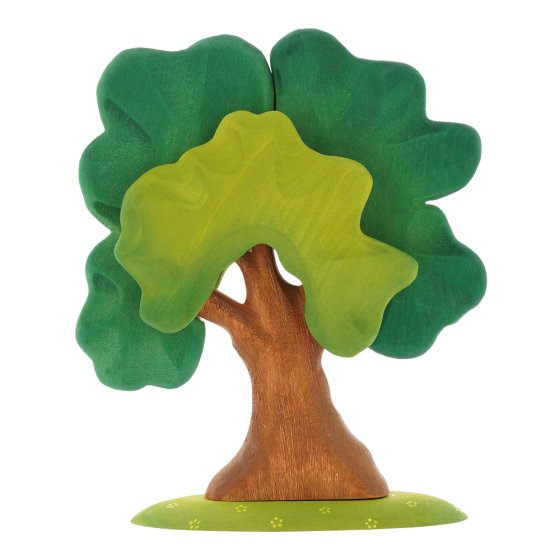 Bumbu large green wooden oak tree toy on a white background