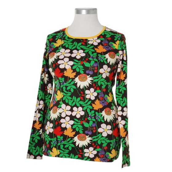 Duns Adult Brown Autumn Flowers Long Sleeve Top