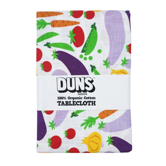 DUNS Sweden organic cotton tablecloth in the cultivate print on a white background