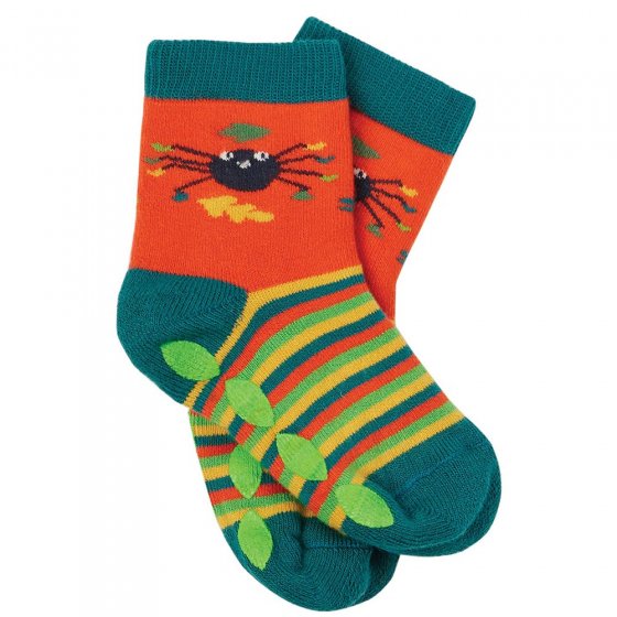 Frugi Green Spiders Sully Grip Sock