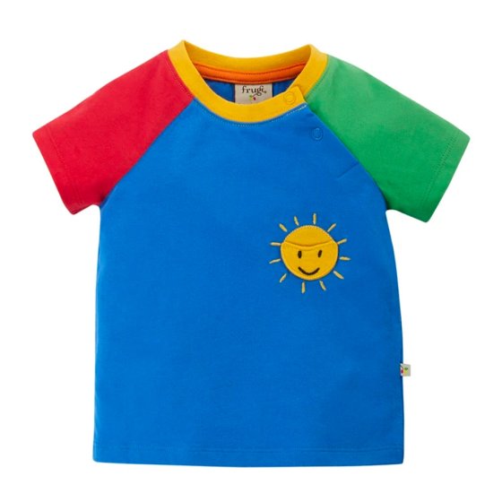 Frugi childrens organic cotton sun rafe raglan t-shirt on a white background