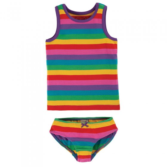 Frugi Foxglove Rainbow Stripe Vest and Brief
