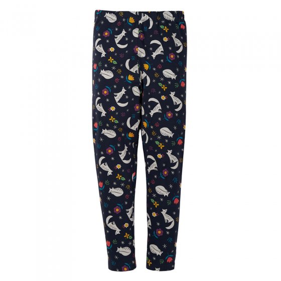 Frugi childrens eco-friendly meadow snoozing libby printed leggings on a white background
