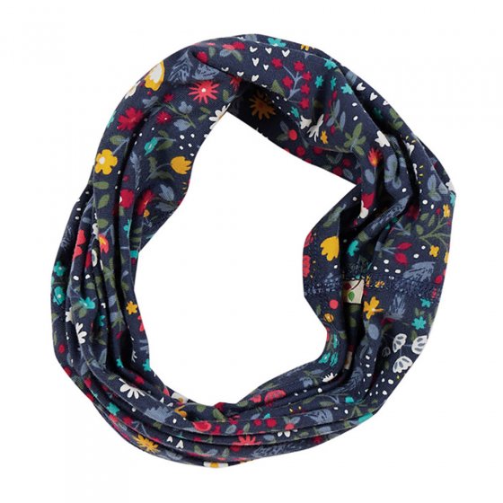Frugi sidney stretch snood in the mountainside floral colour on a white background