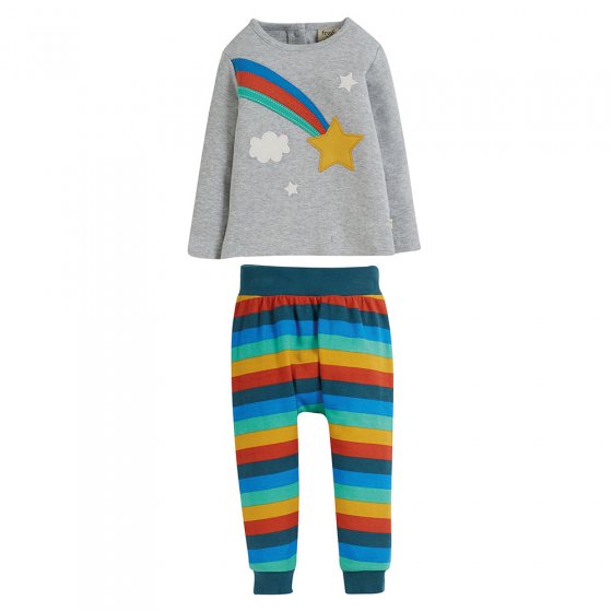 Frugi Stripe Rainbow/Grey Marl Oscar Outfit