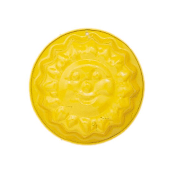 Gluckskafer yellow metal sunshine sand mould on a white background