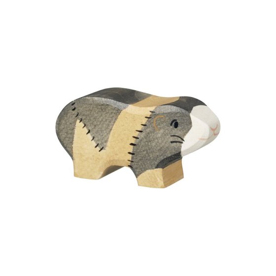 Holztiger miniature plastic free wooden Guinea Pig toy figure on a white background