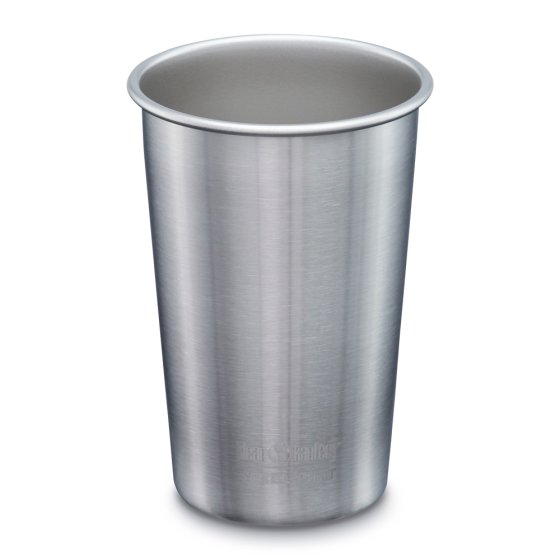 Klean Kanteen 16oz stainless steel cup on a white background
