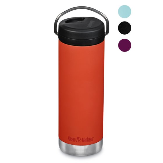 Klean kanteen 16oz eco-friendly stainless steel water bottle with a twist cap on a white background