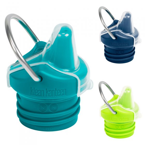 3 Klean Kanteen kids sippy bottle caps on a white background