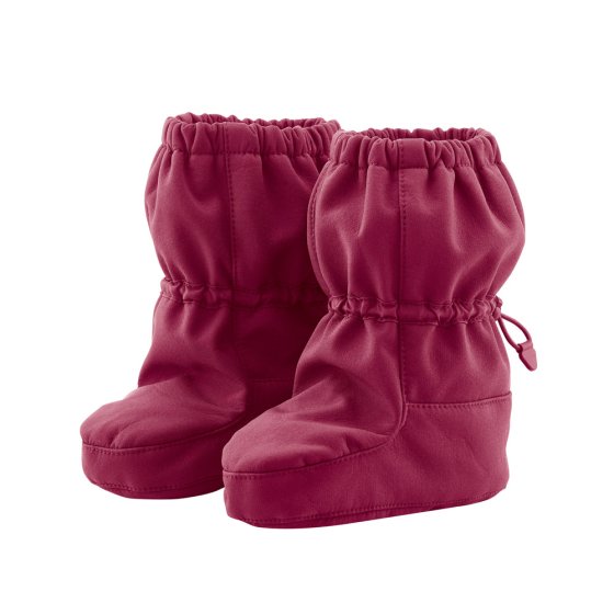 Pair of Mamalila Baby Allrounder snow boots in the berry colour on a white background
