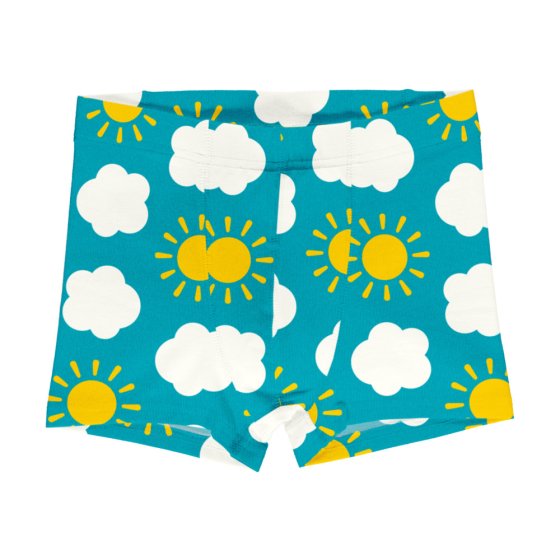 Maxomorra organic cotton childrens boxer shorts in the classic sky colour on a white background