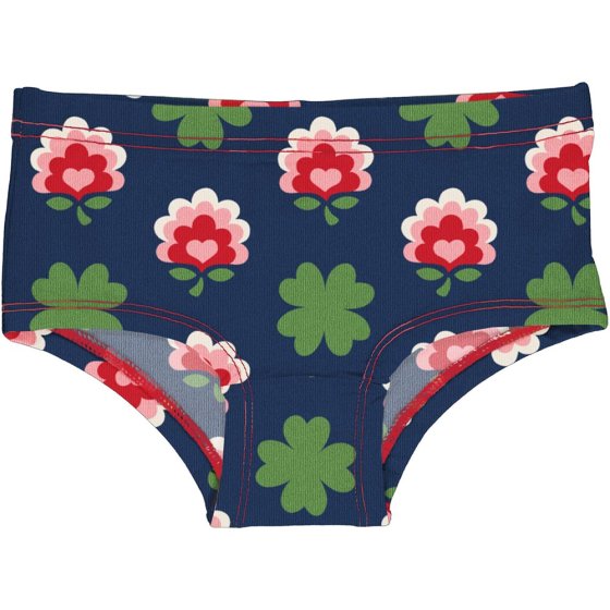 Maxomorra Organic Cotton Clover printed hipster briefs on white background