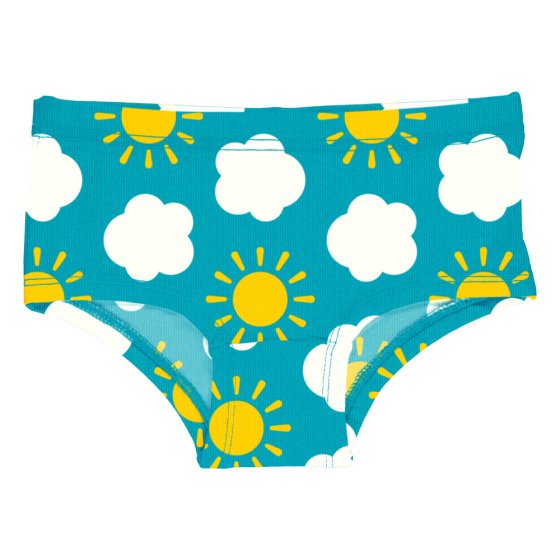 Maxomorra childrens eco-friendly hipster brief underwear in the classic sky colour on a white background