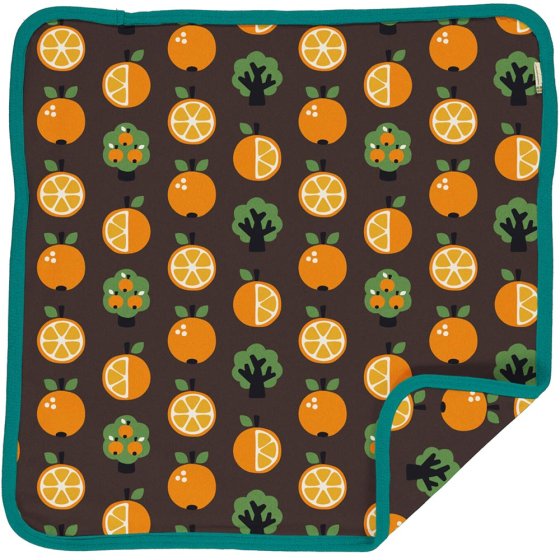 Maxomorra Organic Cotton Orange printed cushion cover on white background
