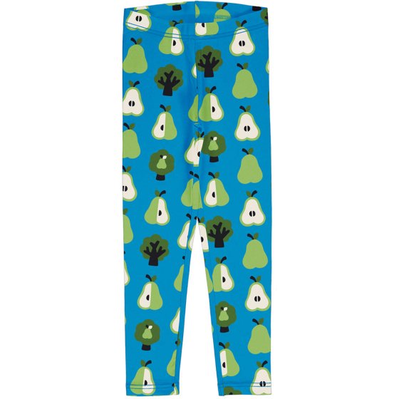 Maxomorra childrens organic cotton leggings in the pear print on a white background