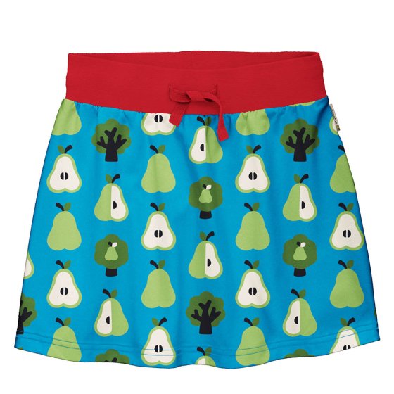 Maxomorra childrens organic cotton skirt in the pear print on a white background