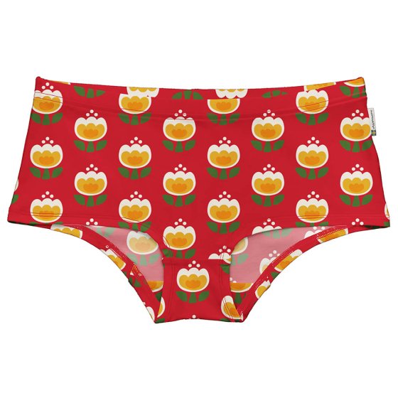 Maxomorra adults organic cotton hipster brief pants in the tulip print on a white background