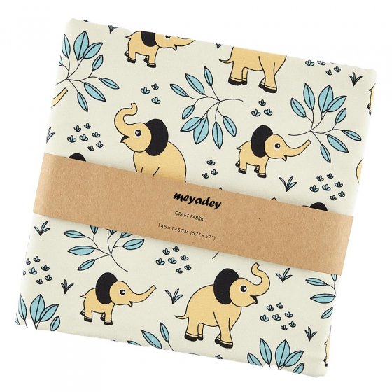 Meyaday eco-friendly GOTS cotton elephant garden fabric pack on a white background